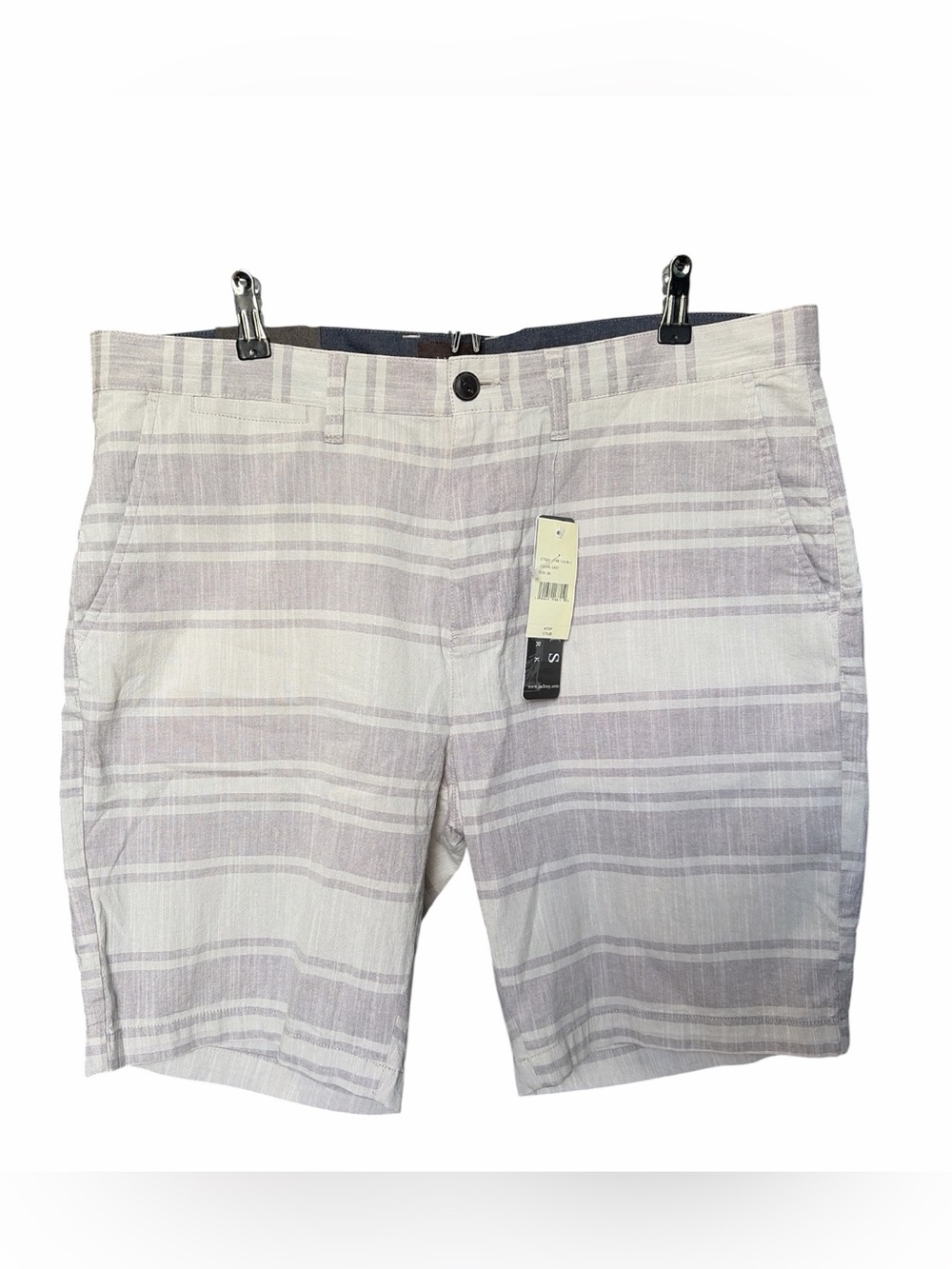 NWT Jachs Size 38 Light Gray and White Striped Flat Front Shorts